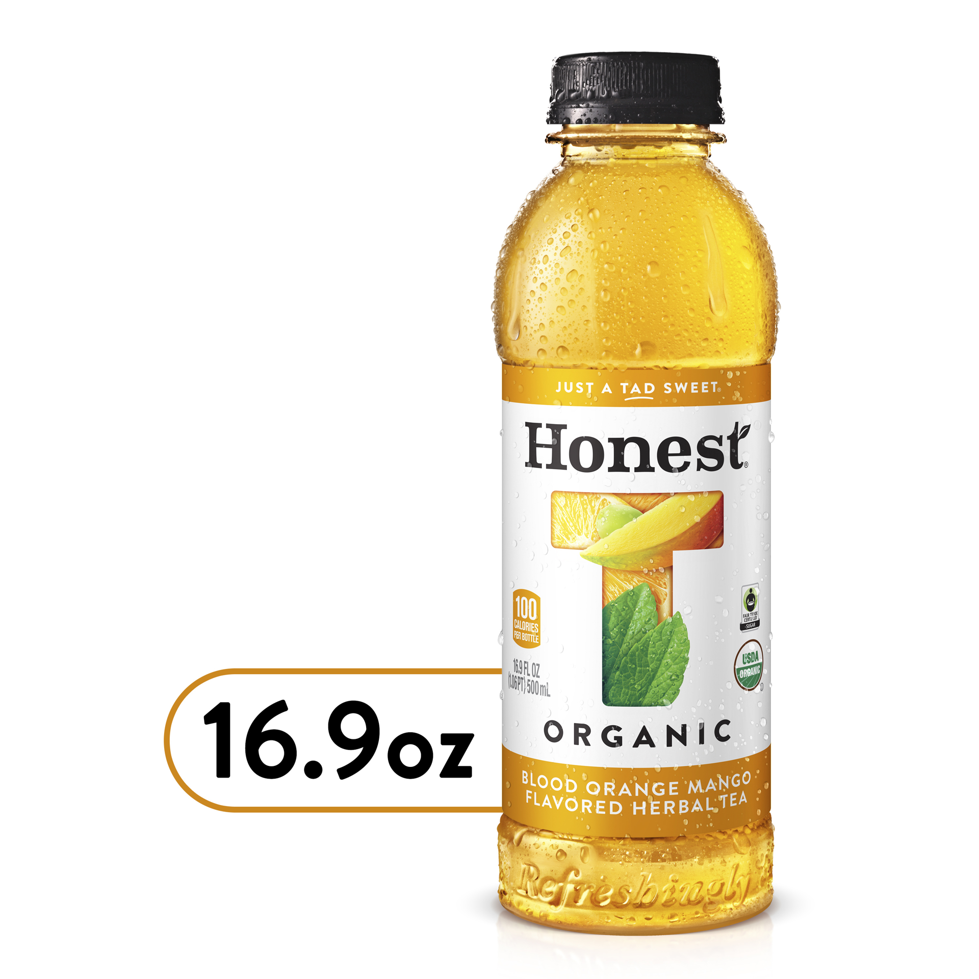 slide 1 of 7, Honest Blood Orange Mango Flavored Herbal Tea Bottle, 16.9 fl oz, 16.9 fl oz