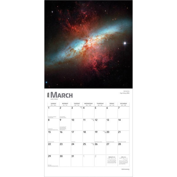 slide 4 of 9, BrownTrout 2026 BrownTrout Astronomy Monthly Plastic-Free Square Wall Calendar, 12"" x 12"", Science and Nature, January to December 2026, 9798330702169, 1 ct