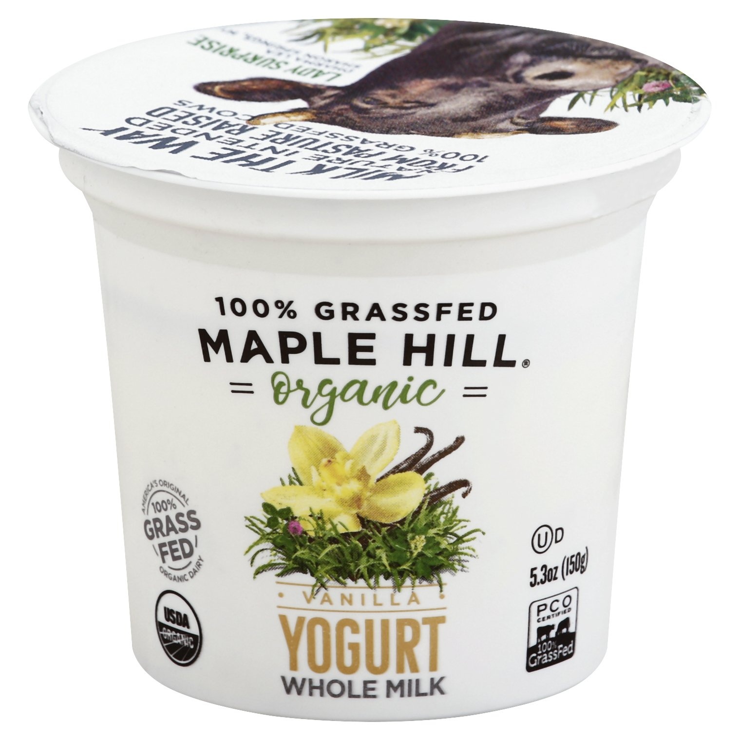 slide 1 of 3, Maple Hill Creamery Yogurt, Whole Milk, Vanilla, 5.3 oz