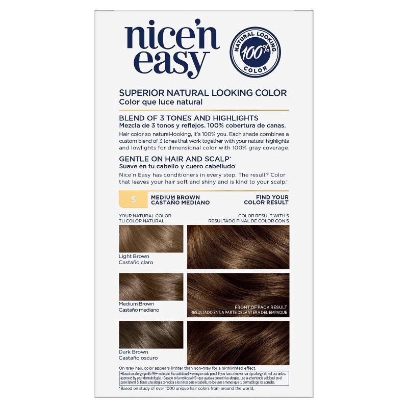 slide 9 of 12, Nice’n Easy Clairol Nice 'N Easy 5 Medium Brown, 1 ct