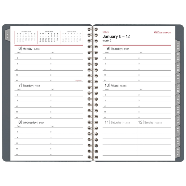 slide 6 of 6, 2025 Office Depot Weekly/Monthly Appointment Book, 5"" X 8"", Silver, January To December, Od710330, 1 ct