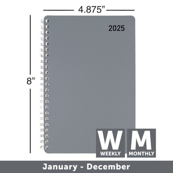 slide 2 of 6, 2025 Office Depot Weekly/Monthly Appointment Book, 5"" X 8"", Silver, January To December, Od710330, 1 ct
