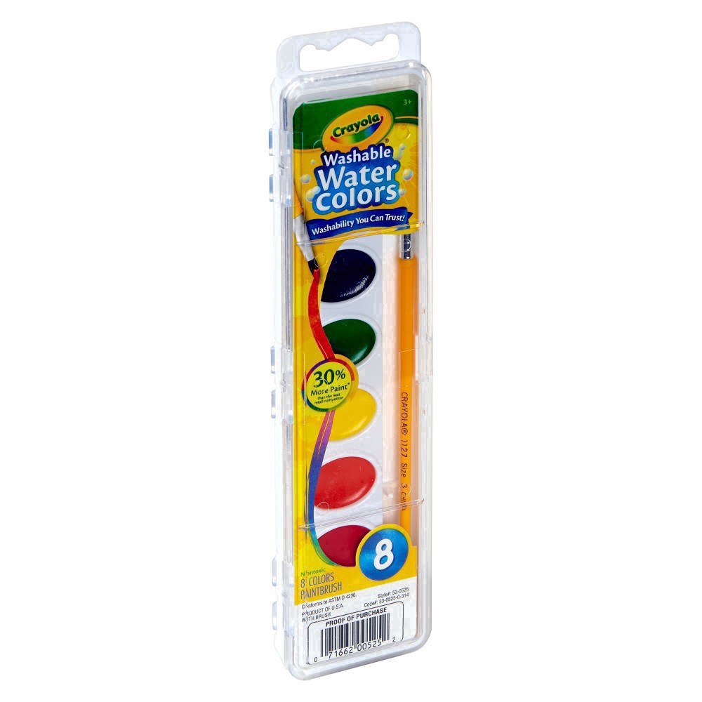 slide 35 of 61, Crayola Watercolor Paints With Brush Washable, 8 ct