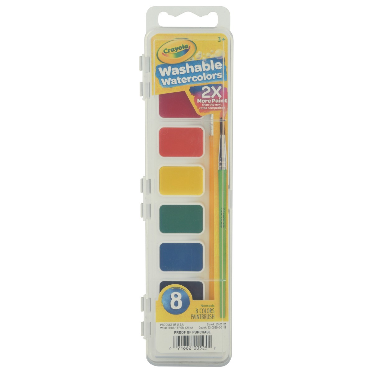 slide 1 of 61, Crayola Watercolor Paints With Brush Washable, 8 ct