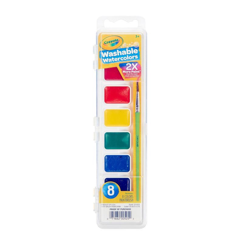 slide 1 of 61, Crayola Watercolor Paints With Brush Washable, 8 ct