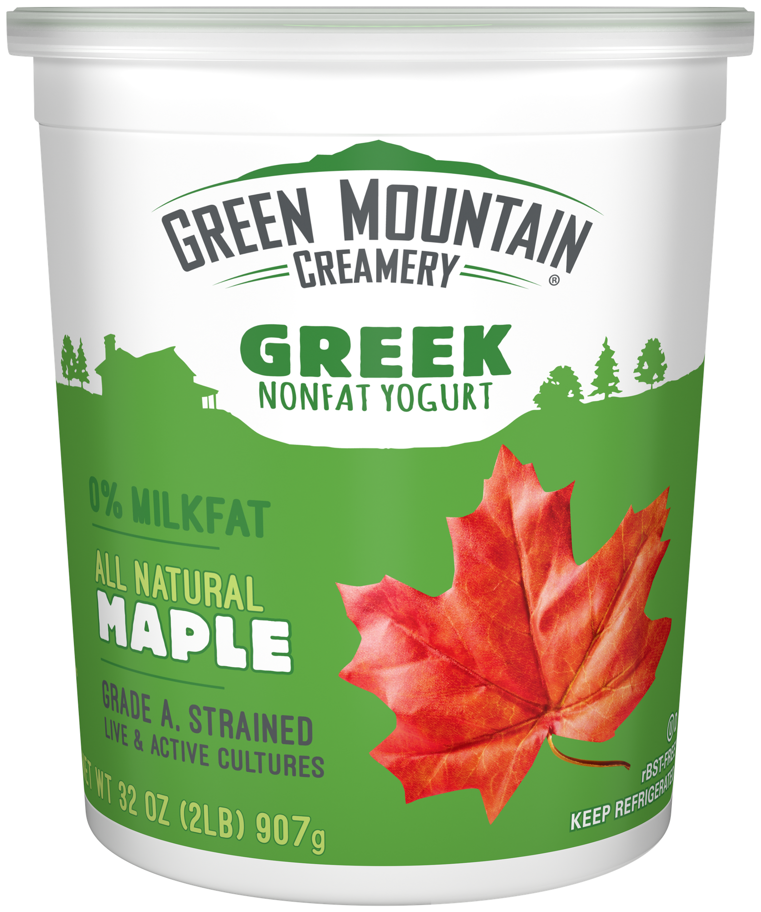 slide 1 of 1, Green Mountain Creamery Greek Fat Free Yogurt Maple, 32 oz