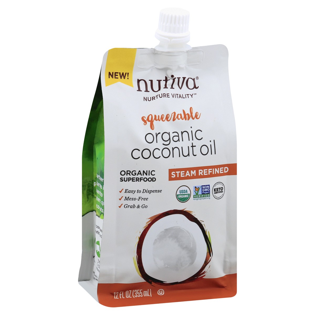 slide 2 of 9, Nutiva Nurture Vitality Organic Steam Refined Squeezable Coconut Oil 12 oz, 12 oz