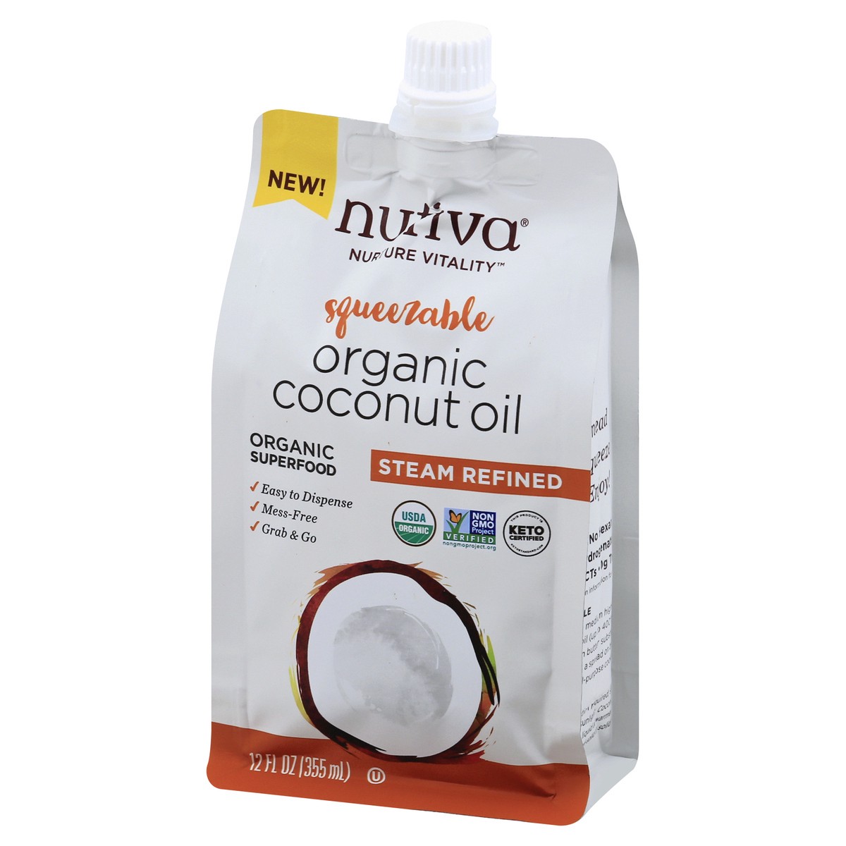 slide 3 of 9, Nutiva Nurture Vitality Organic Steam Refined Squeezable Coconut Oil 12 oz, 12 oz