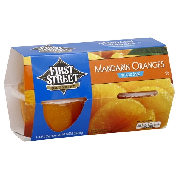 slide 1 of 1, First Street Mandarin Orange Snack Cups, 4 ct; 4 oz