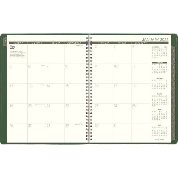 slide 4 of 4, 2025 At-A-Glance Recycled Weekly/Monthly Appointment Book Planner, 8-1/4"" X 11"", Green, January 2025 To December 2025, 70950G60, 1 ct