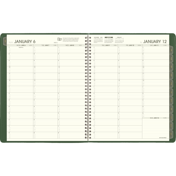 slide 3 of 4, 2025 At-A-Glance Recycled Weekly/Monthly Appointment Book Planner, 8-1/4"" X 11"", Green, January 2025 To December 2025, 70950G60, 1 ct