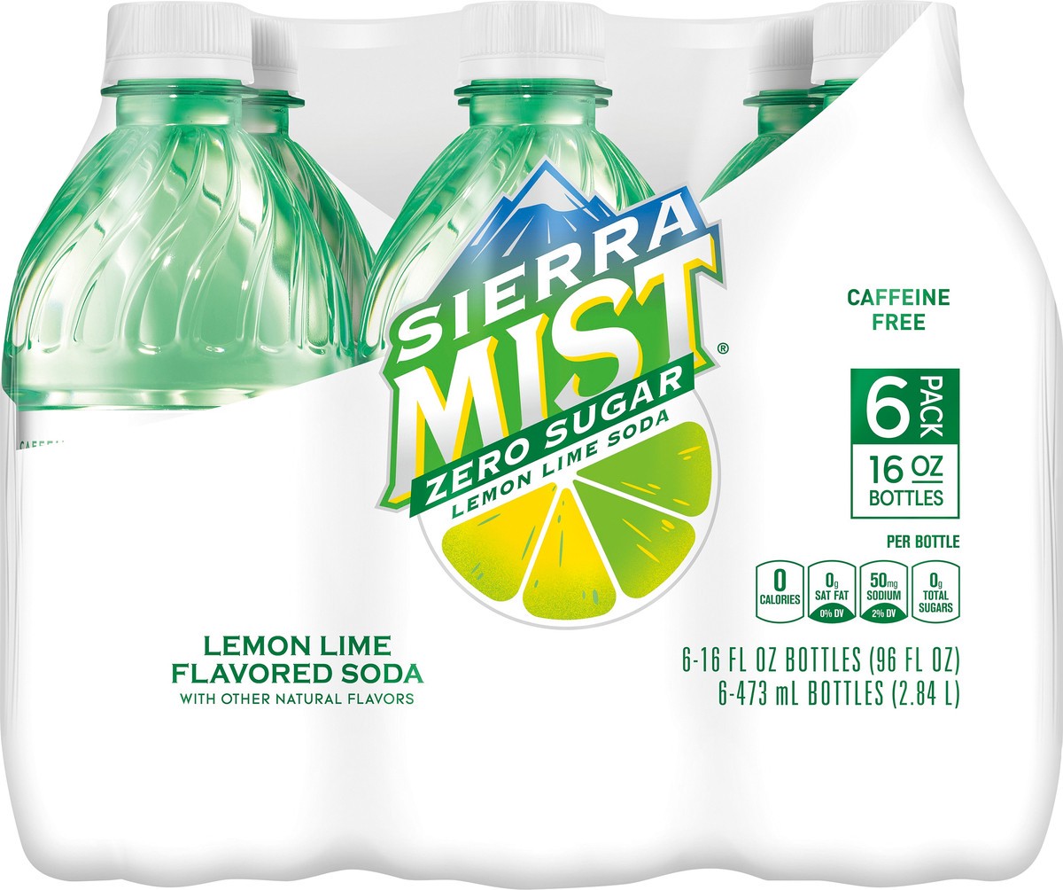 slide 2 of 3, Sierra Mist 6 Pack Zero Sugar Lemon Lime Flavored Soda 6 ea - 6 ct, 6 ct