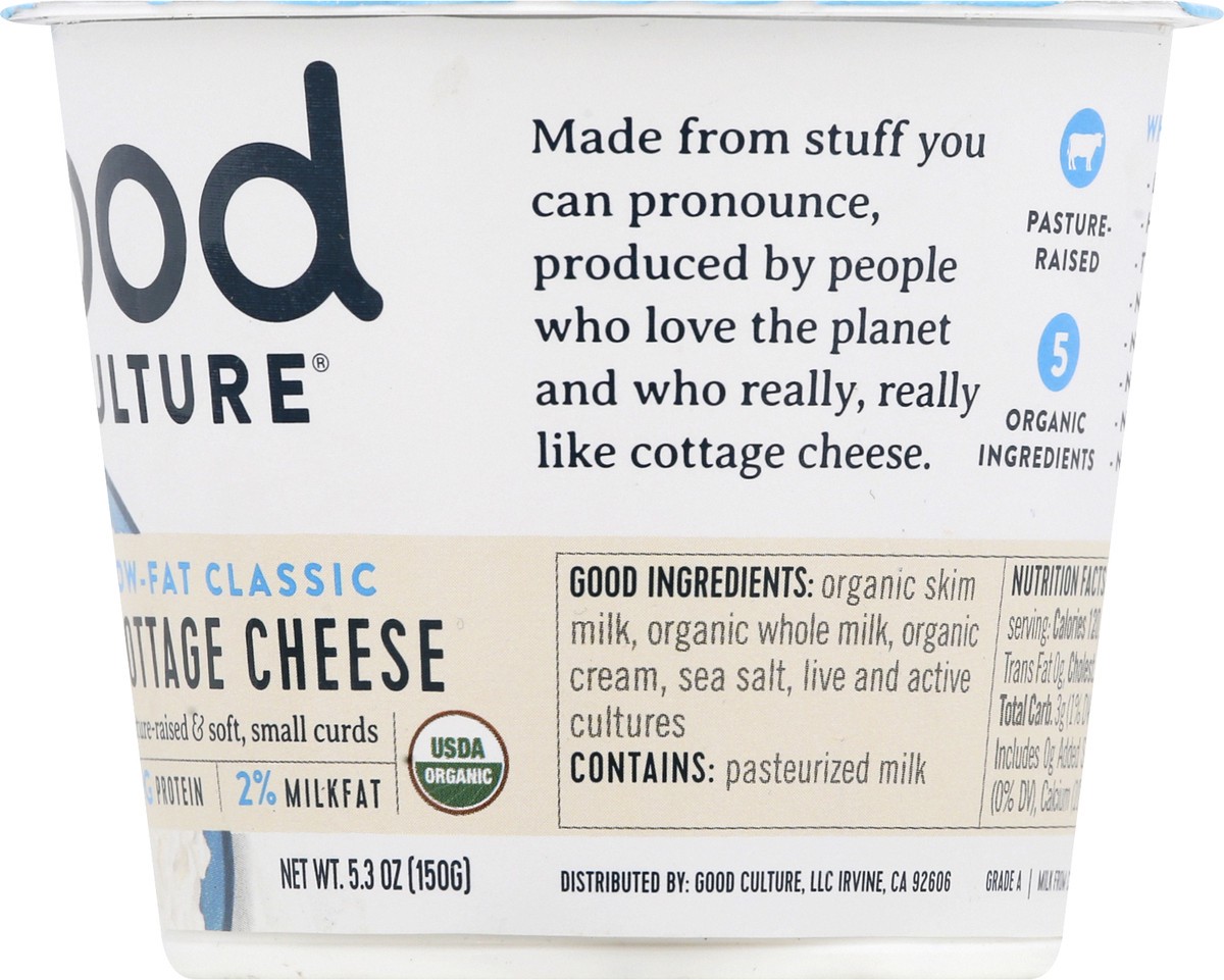 slide 8 of 13, good culture Low-Fat Classic Organic Cottage Cheese 5.3 oz, 5.3 oz