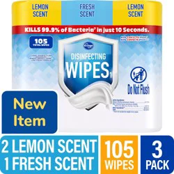 Kroger Lemon and Fresh Scent Disinfecting Wipes - 3 Pack