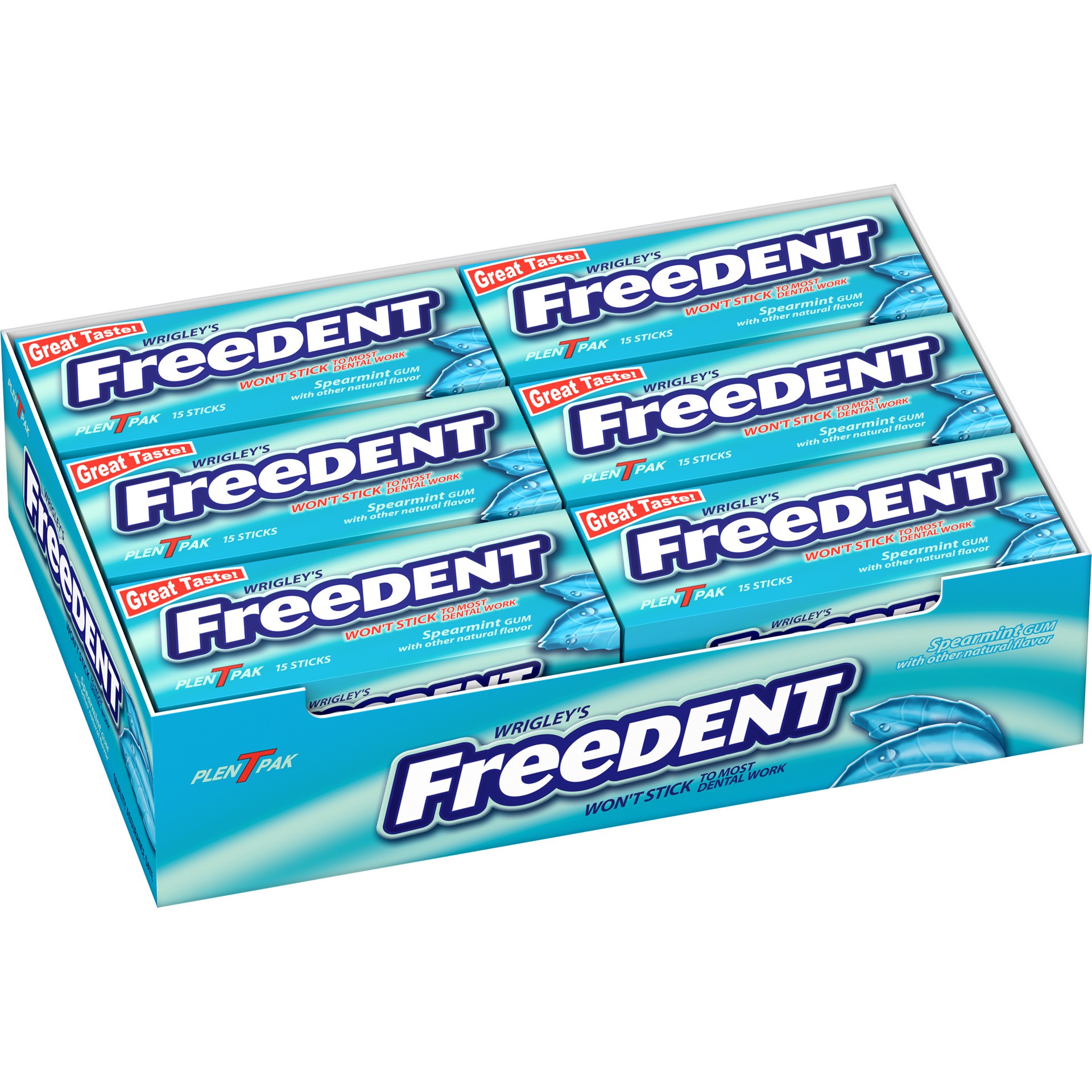 slide 1 of 5, Freedent WRIGLEY'S FREEDENT Spearmint Gum, 15-Stick Pack (12 Packs), 180 pc