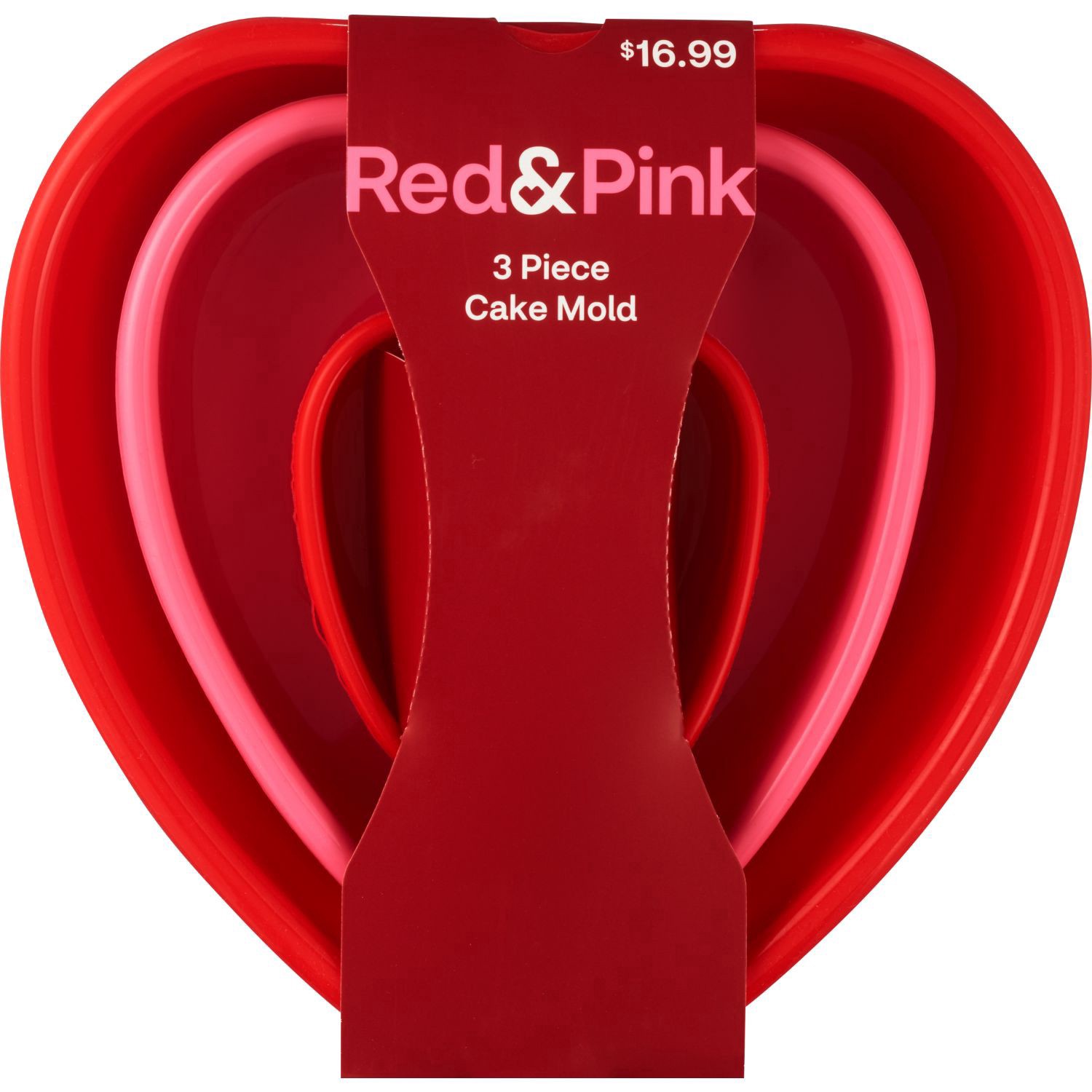 slide 1 of 1, RED AND PINK Heart Cake Pan, 1 ct