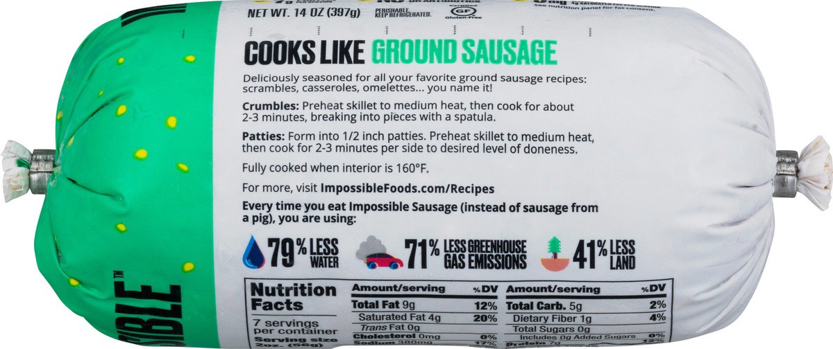 slide 4 of 9, Impossible Savory Sausage Made From Plants, 14 oz