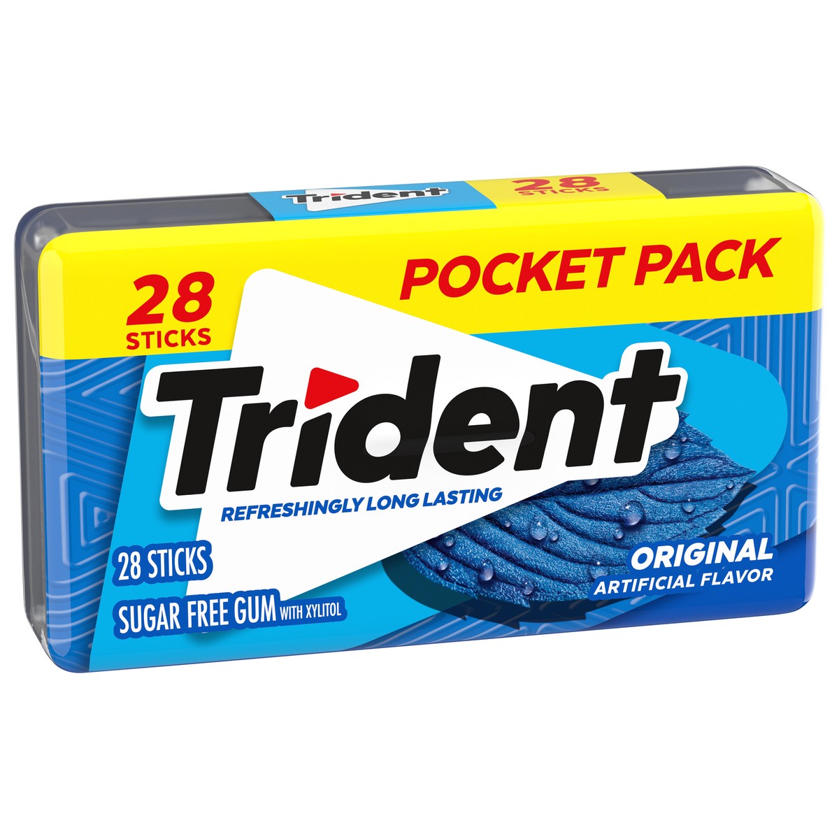 slide 3 of 9, Trident Sugar Free Original Gum with Xylitol Pocket Pack 28 ea, 0.11 lb