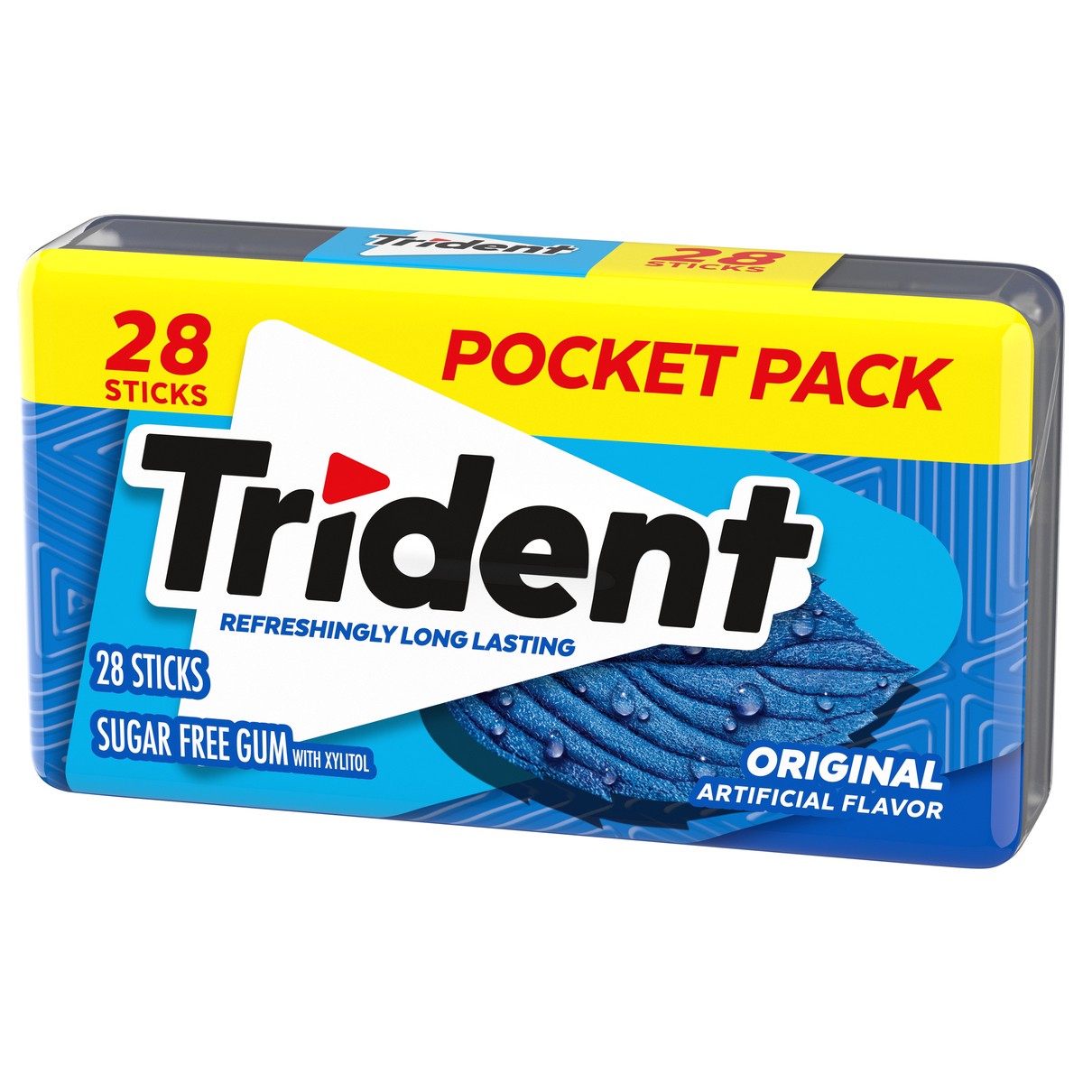 slide 7 of 9, Trident Sugar Free Original Gum with Xylitol Pocket Pack 28 ea, 0.11 lb