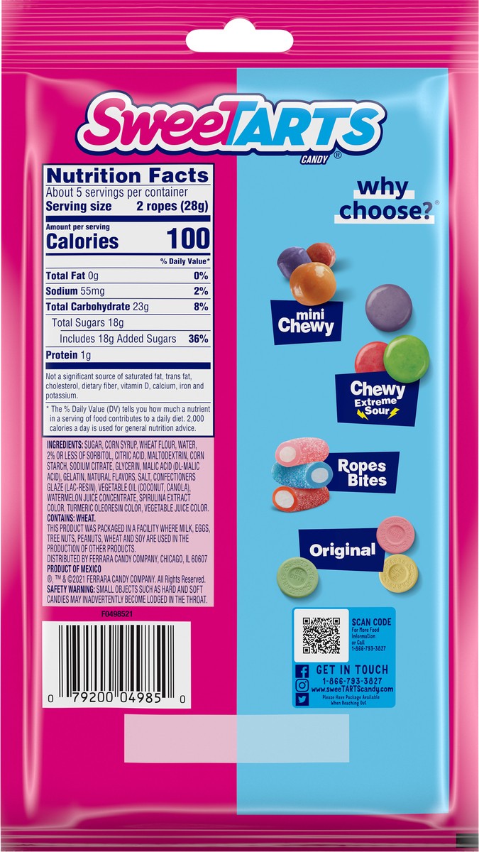 slide 7 of 14, SweeTARTS Ropes Collision Watermelon Berry Collision Candy 5 oz, 5 oz