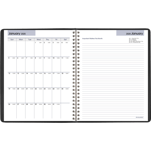 slide 2 of 4, 2025 At-A-Glance Dayminder Executive Weekly/Monthly Planner With Notes, 7"" X 8-3/4"", Black, January 2025 To December 2025, G54600, 1 ct