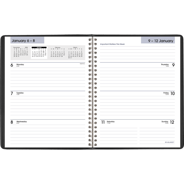 slide 3 of 4, 2025 At-A-Glance Dayminder Executive Weekly/Monthly Planner With Notes, 7"" X 8-3/4"", Black, January 2025 To December 2025, G54600, 1 ct