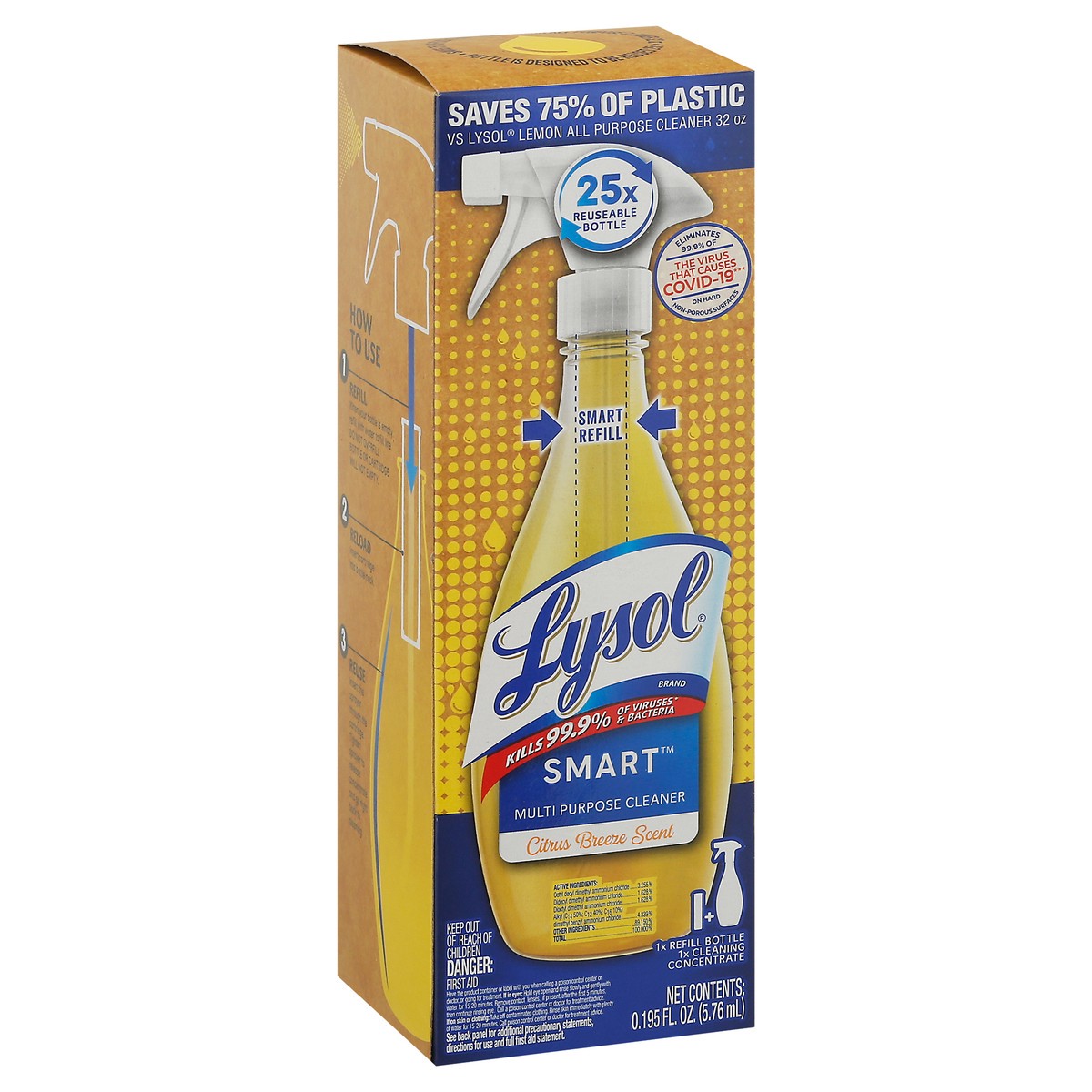 slide 9 of 9, Lysol SMART Multi-Purpose Cleaner - 1+1 Citrus Breeze Starter Kit, 0.195 fl oz