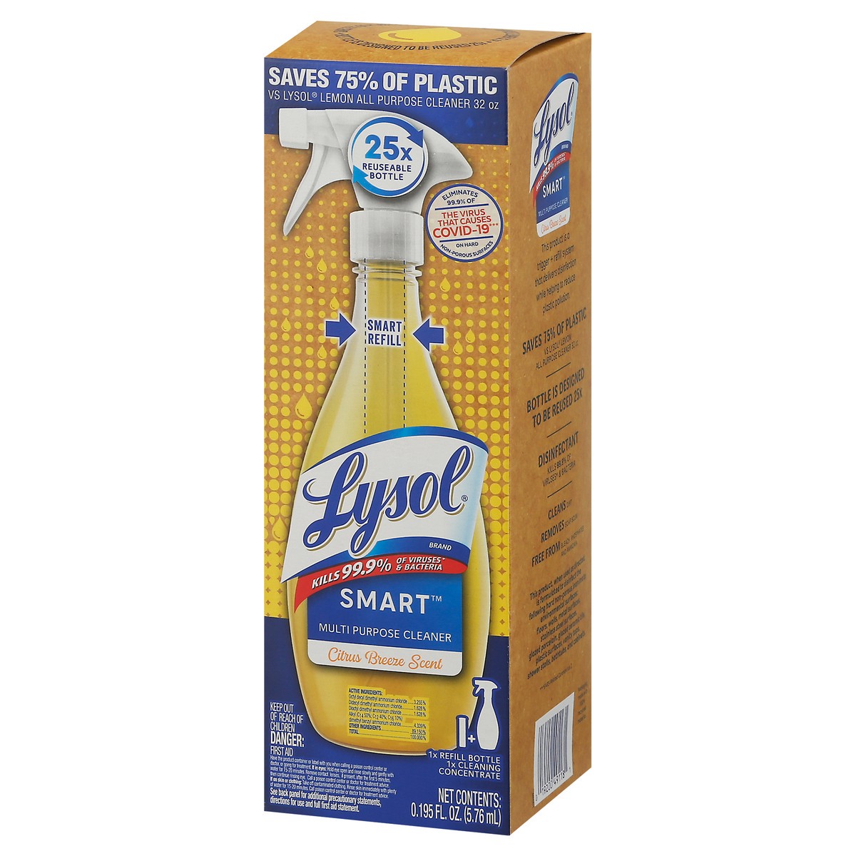 slide 4 of 9, Lysol SMART Multi-Purpose Cleaner - 1+1 Citrus Breeze Starter Kit, 0.195 fl oz