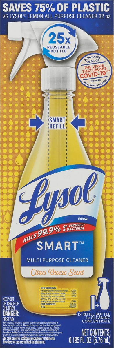 slide 6 of 9, Lysol SMART Multi-Purpose Cleaner - 1+1 Citrus Breeze Starter Kit, 0.195 fl oz