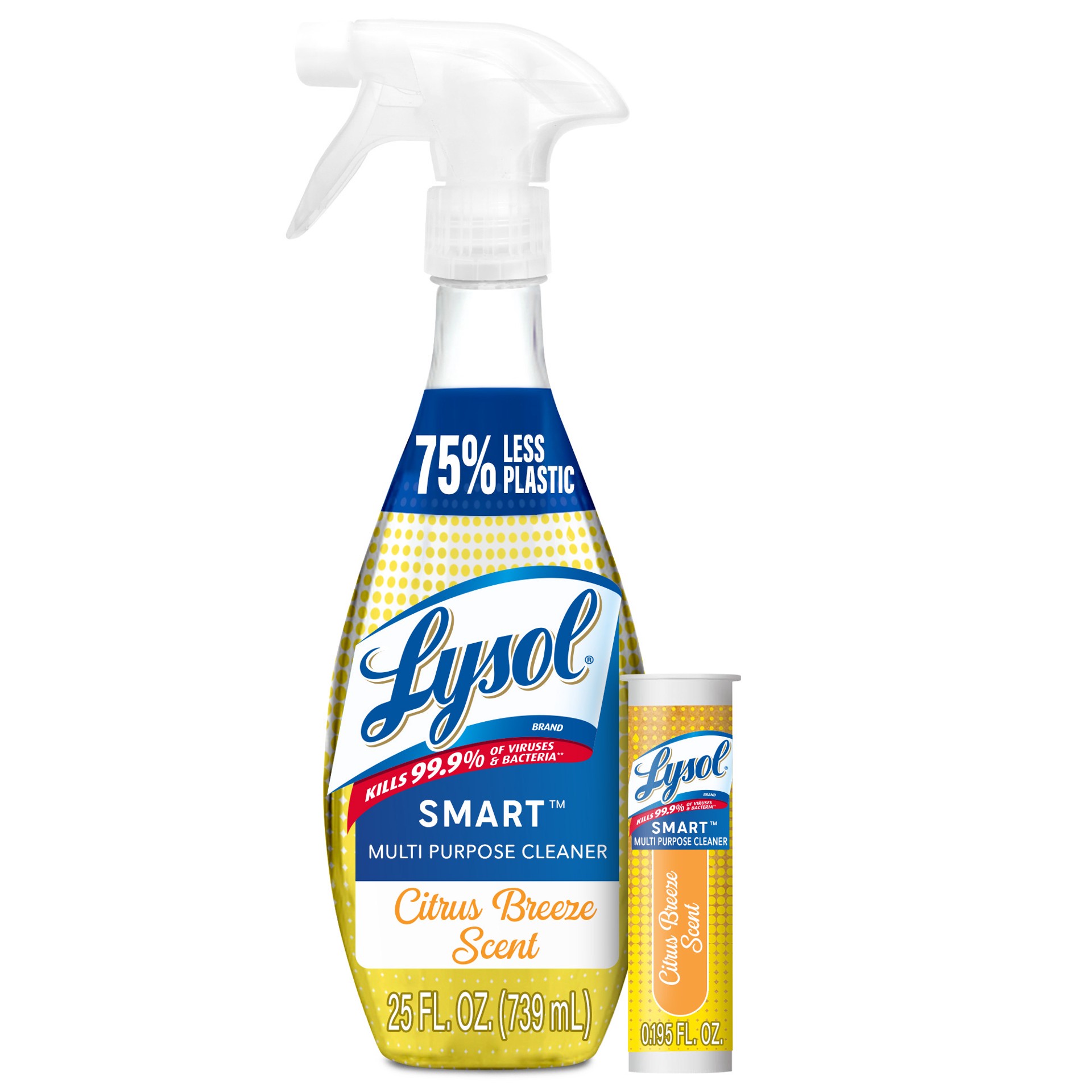 slide 1 of 9, Lysol SMART Multi-Purpose Cleaner - 1+1 Citrus Breeze Starter Kit, 0.195 fl oz