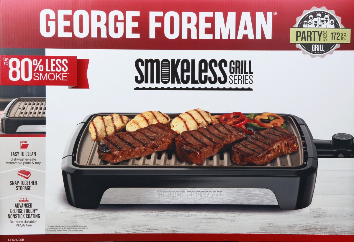 slide 4 of 11, George Foreman Party Size 172 sq in Smokeless Grill Series 1 ea, 1 ea