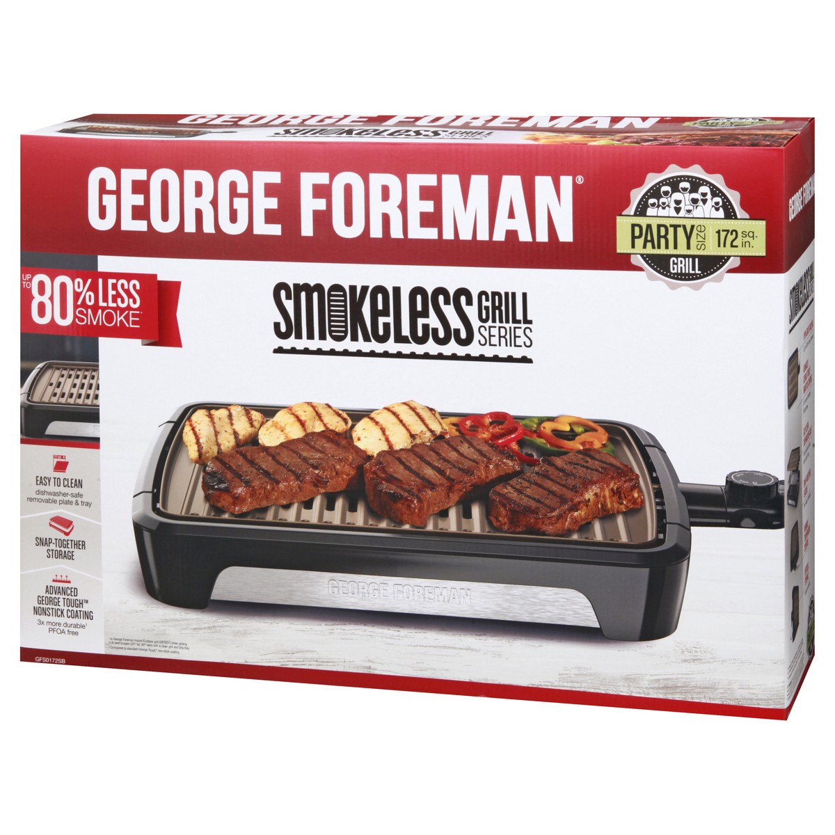 slide 6 of 11, George Foreman Party Size 172 sq in Smokeless Grill Series 1 ea, 1 ea