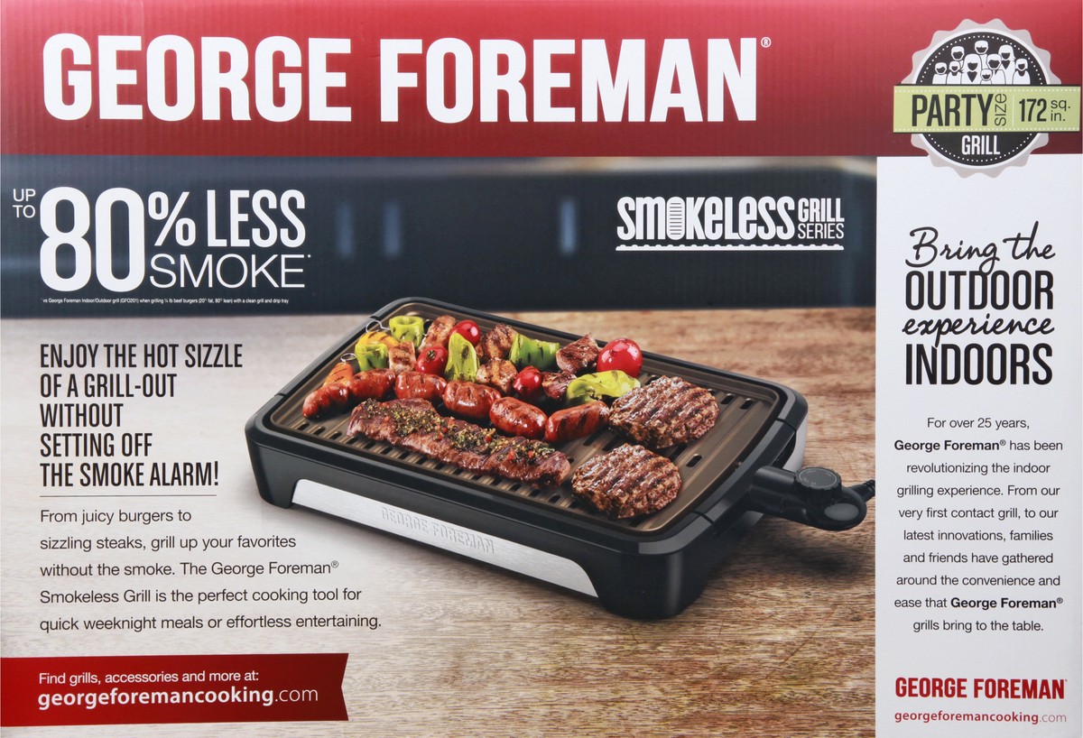 slide 8 of 11, George Foreman Party Size 172 sq in Smokeless Grill Series 1 ea, 1 ea