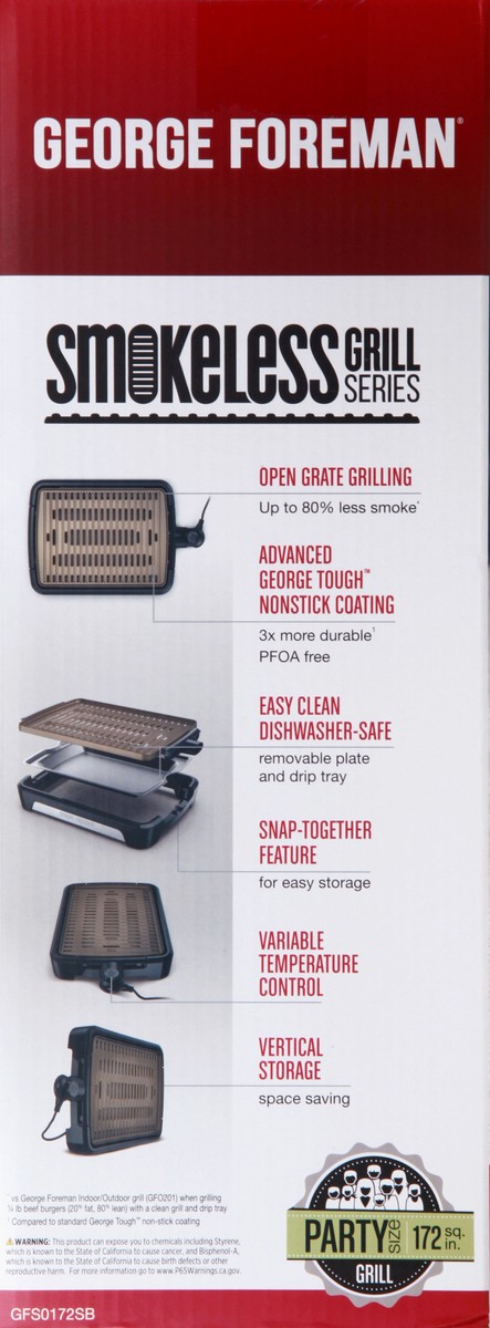 slide 10 of 11, George Foreman Party Size 172 sq in Smokeless Grill Series 1 ea, 1 ea