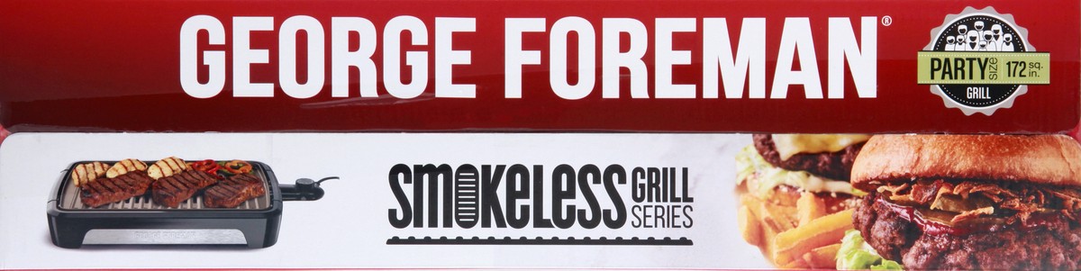 slide 11 of 11, George Foreman Party Size 172 sq in Smokeless Grill Series 1 ea, 1 ea