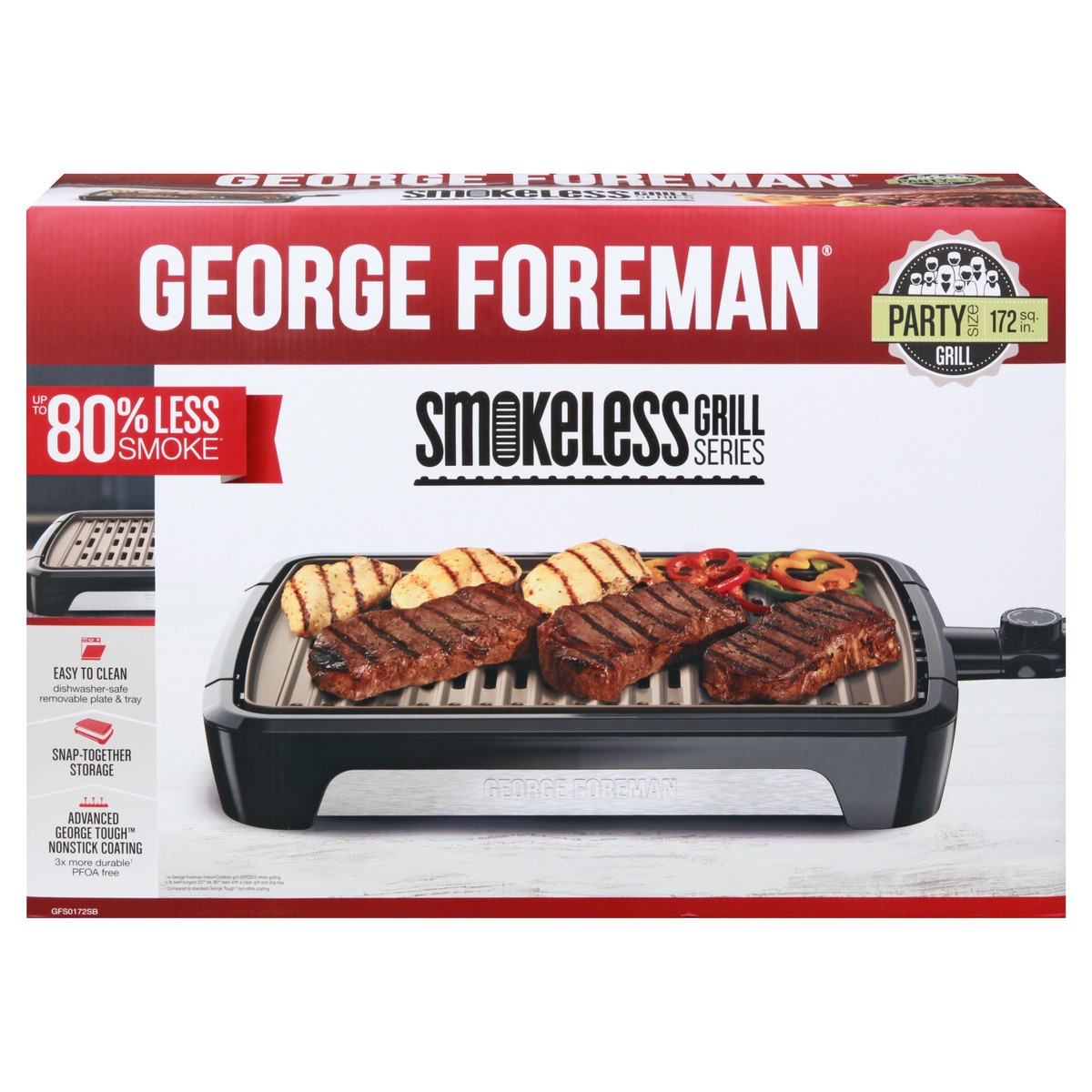 slide 1 of 11, George Foreman Party Size 172 sq in Smokeless Grill Series 1 ea, 1 ea