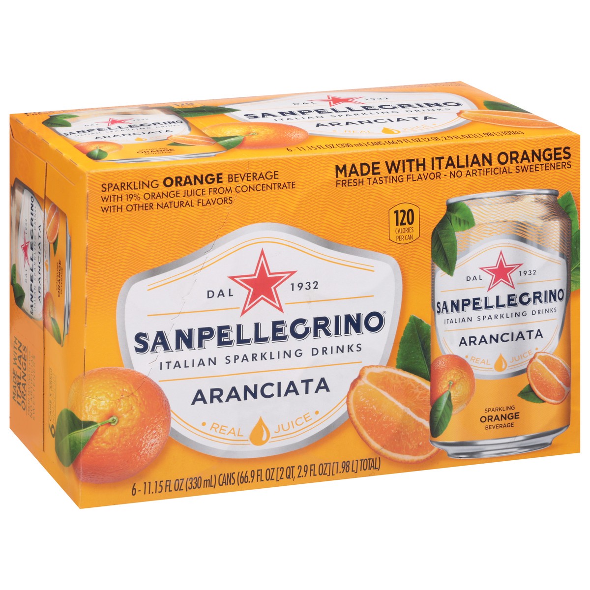 slide 3 of 11, San Pellegrino Italian Sparkling Drink Aranciata Rossa, Sparkling Orange and Blood Orange Beverage, 6 Pack of Cans, 66.9 oz