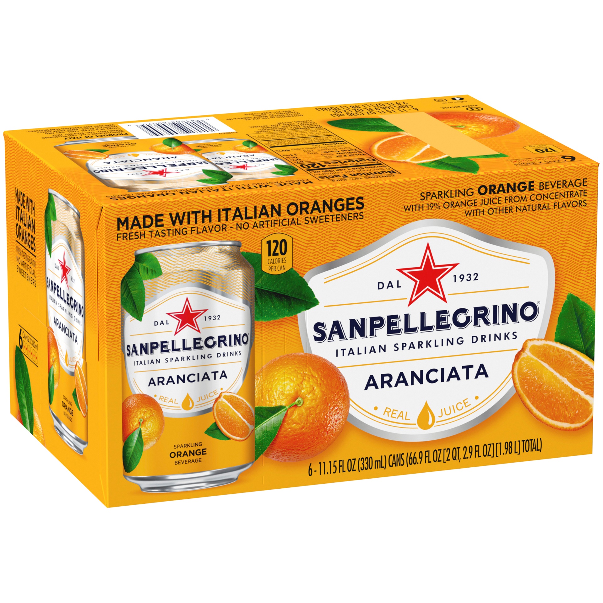 slide 2 of 8, Sanpellegrino Orange Italian Sparkling Drinks, 6 ct; 11.15 fl oz