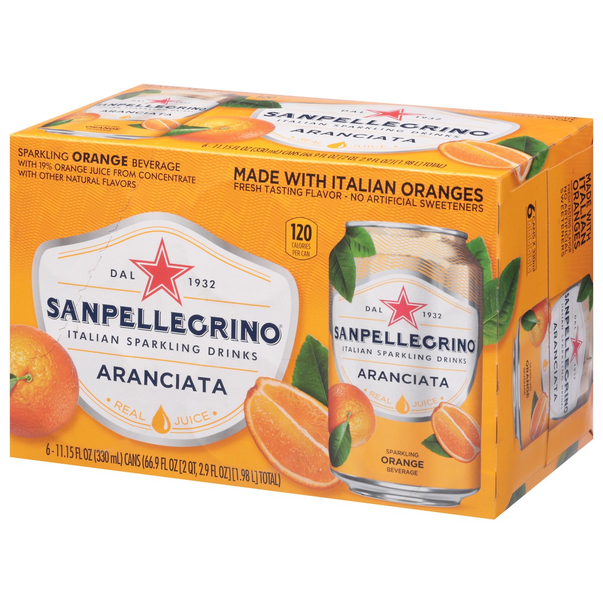 slide 2 of 11, San Pellegrino Italian Sparkling Drink Aranciata Rossa, Sparkling Orange and Blood Orange Beverage, 6 Pack of Cans, 66.9 oz