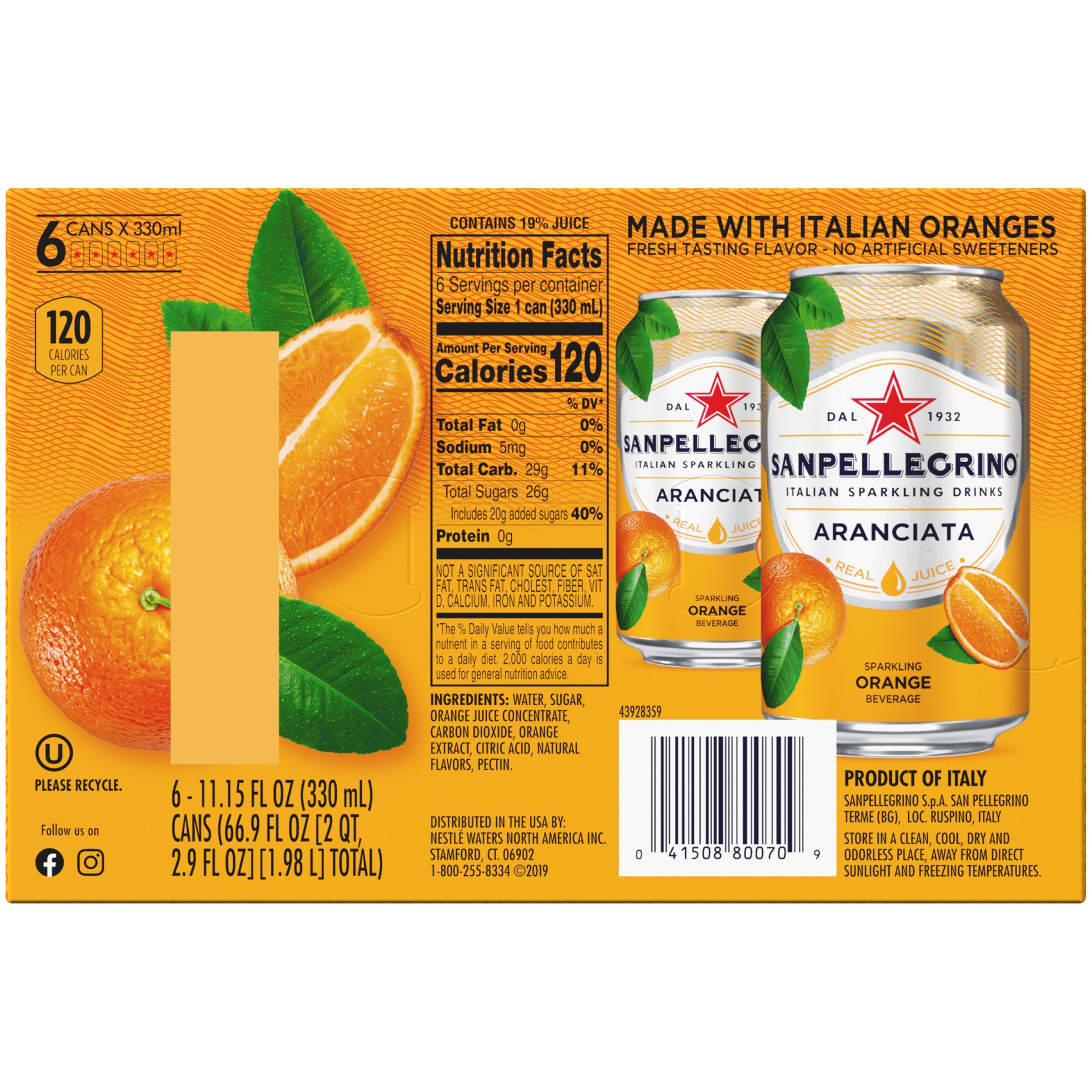 slide 5 of 8, Sanpellegrino Orange Italian Sparkling Drinks, 6 ct; 11.15 fl oz