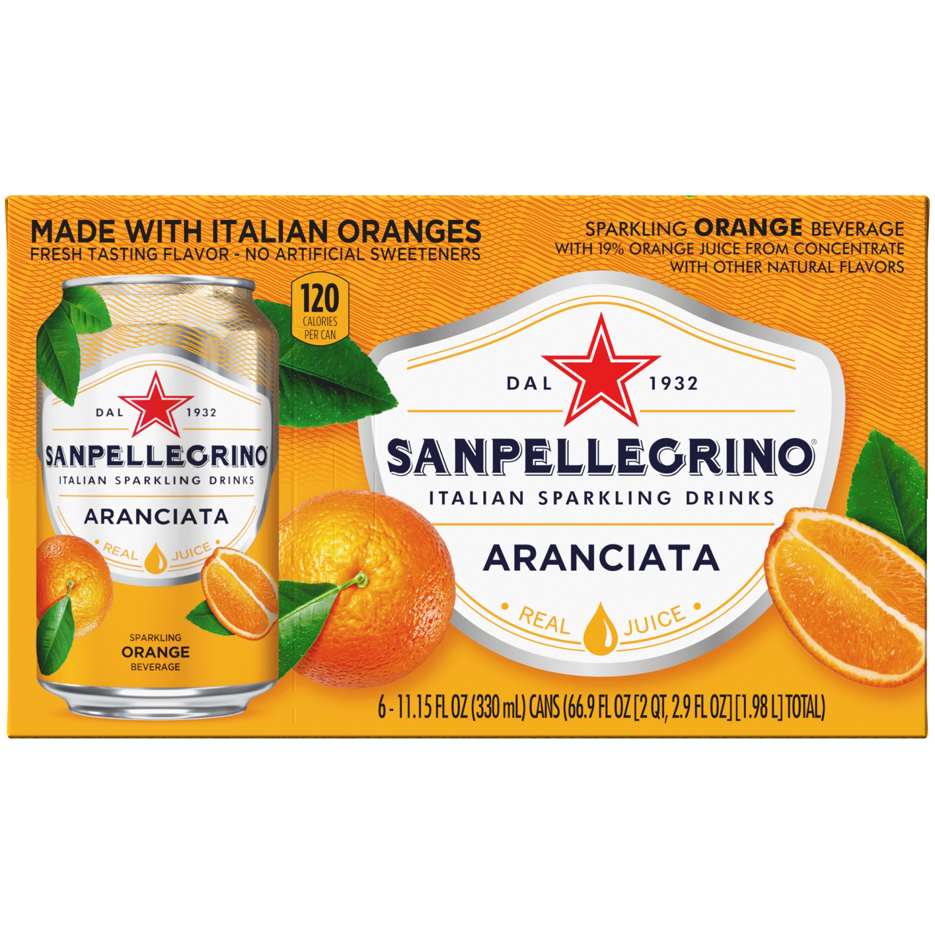 slide 1 of 8, Sanpellegrino Orange Italian Sparkling Drinks, 6 ct; 11.15 fl oz