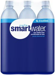 smartwater Vapor Distilled Water Bottles, 33.8 fl oz, 6 Pack