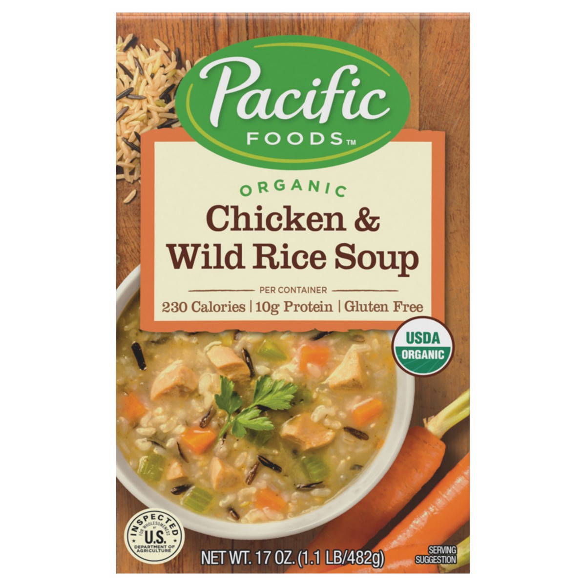 slide 1 of 1, Pacific Organic Chicken Wild Rice Soup, 17 oz