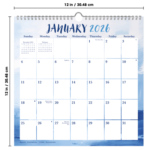 slide 5 of 5, 2026 DateWorks Spiral Wall Calendar, 12"" x 12"", Abstract Pastel, January To December, 269014OD, 1 ct