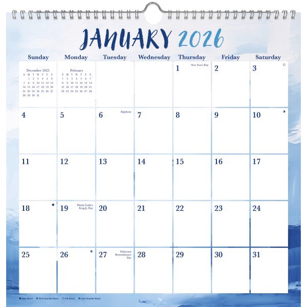 slide 4 of 5, 2026 DateWorks Spiral Wall Calendar, 12"" x 12"", Abstract Pastel, January To December, 269014OD, 1 ct