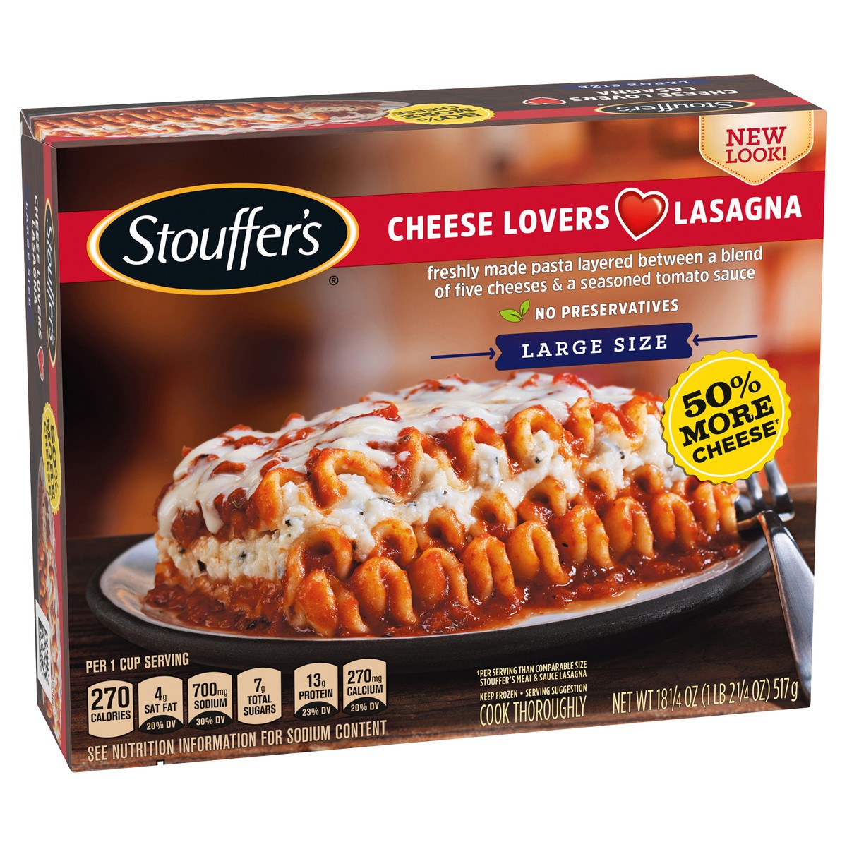 slide 3 of 13, Stouffer's Large Size Five Cheese Lasagna Frozen Meal, 18.25 oz