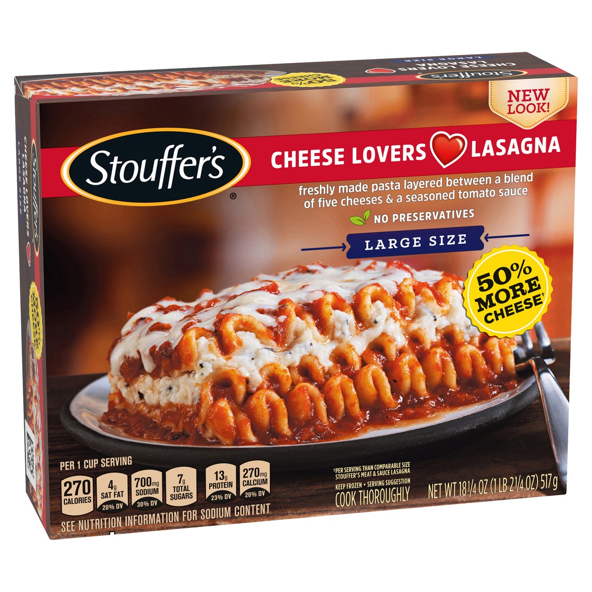 slide 5 of 13, Stouffer's Large Size Five Cheese Lasagna Frozen Meal, 18.25 oz