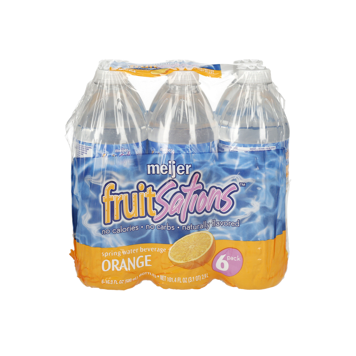 slide 1 of 1, Meijer Fruitsations Orange Flavored Water bottle, 6 ct, 16.9 oz