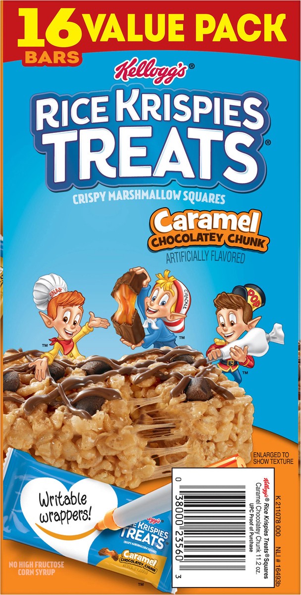 slide 4 of 12, Rice Krispies Treats Kellogg's Rice Krispies Treats Marshmallow Snack Bars, Caramel Chocolatey Chunk, 11.2 oz, 16 Count, 11.2 oz