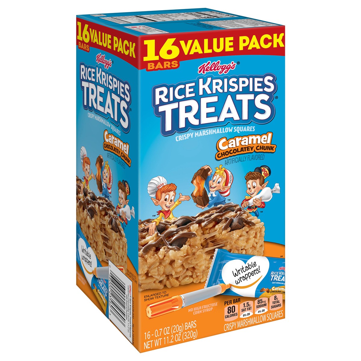 slide 7 of 12, Rice Krispies Treats Kellogg's Rice Krispies Treats Marshmallow Snack Bars, Caramel Chocolatey Chunk, 11.2 oz, 16 Count, 11.2 oz